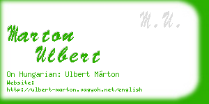 marton ulbert business card